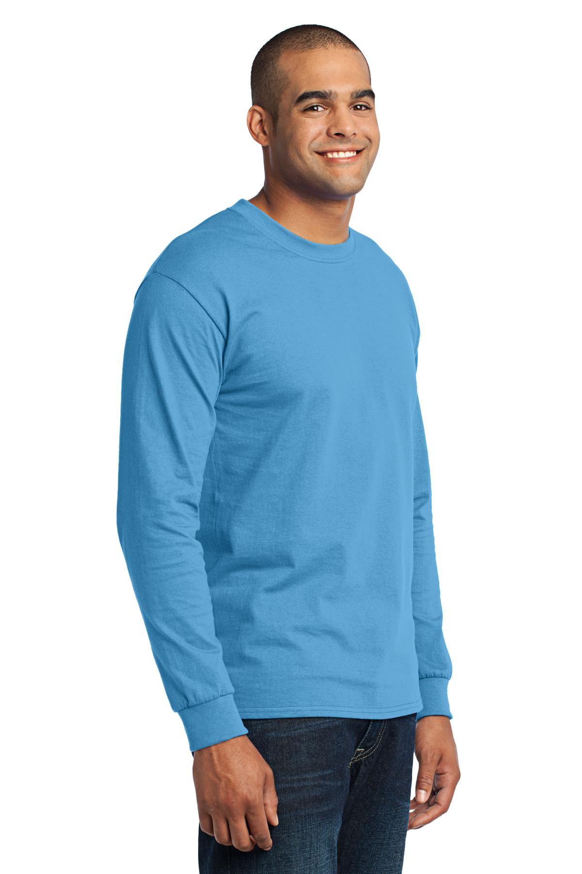 Aquatic Blue Port & Company Tall Long Sleeve Core Blend Tee. PC55LST