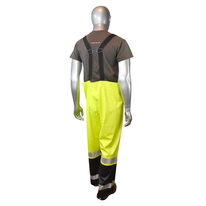 RW07 High Visibility Rainwear Overalls - Hi-Vis Green / Black - Size 2X