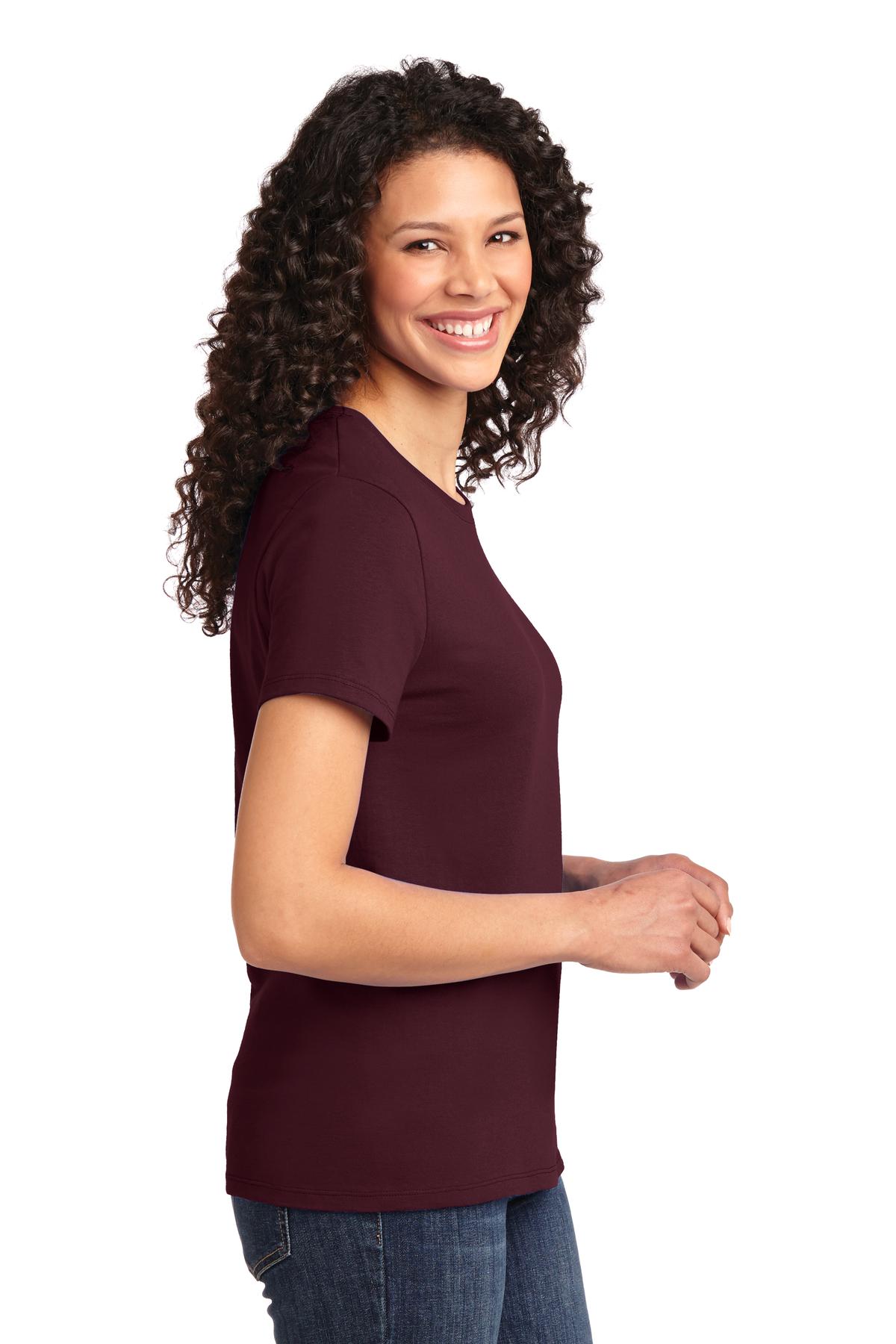 Ath Maroon Port & Company Women's Essential Tee. LPC61