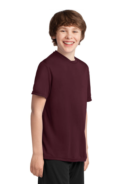 Ath Maroon Port & Company Youth Performance Tee. PC380Y