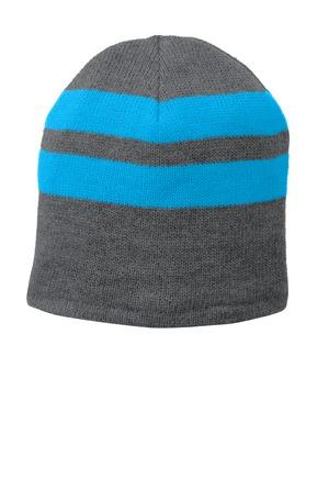 Ath Ox/Ne Blue Port & Company Fleece-Lined Striped Beanie Cap. C922