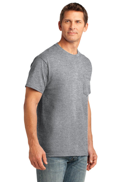 Athl Heather Port & Company Core Cotton Pocket Tee. PC54P