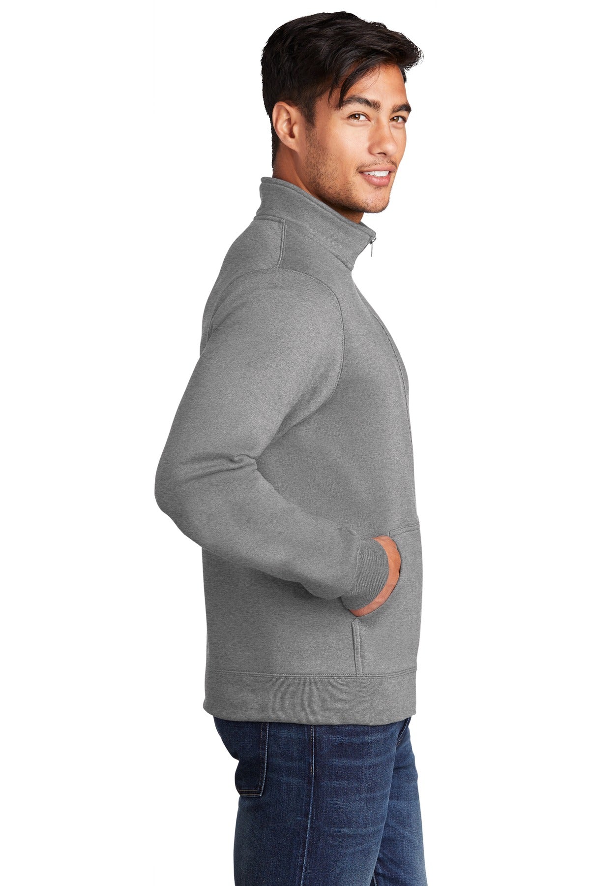 Athletic Hthr Port & Company Core Fleece Cadet Full-Zip Sweatshirt PC78FZ