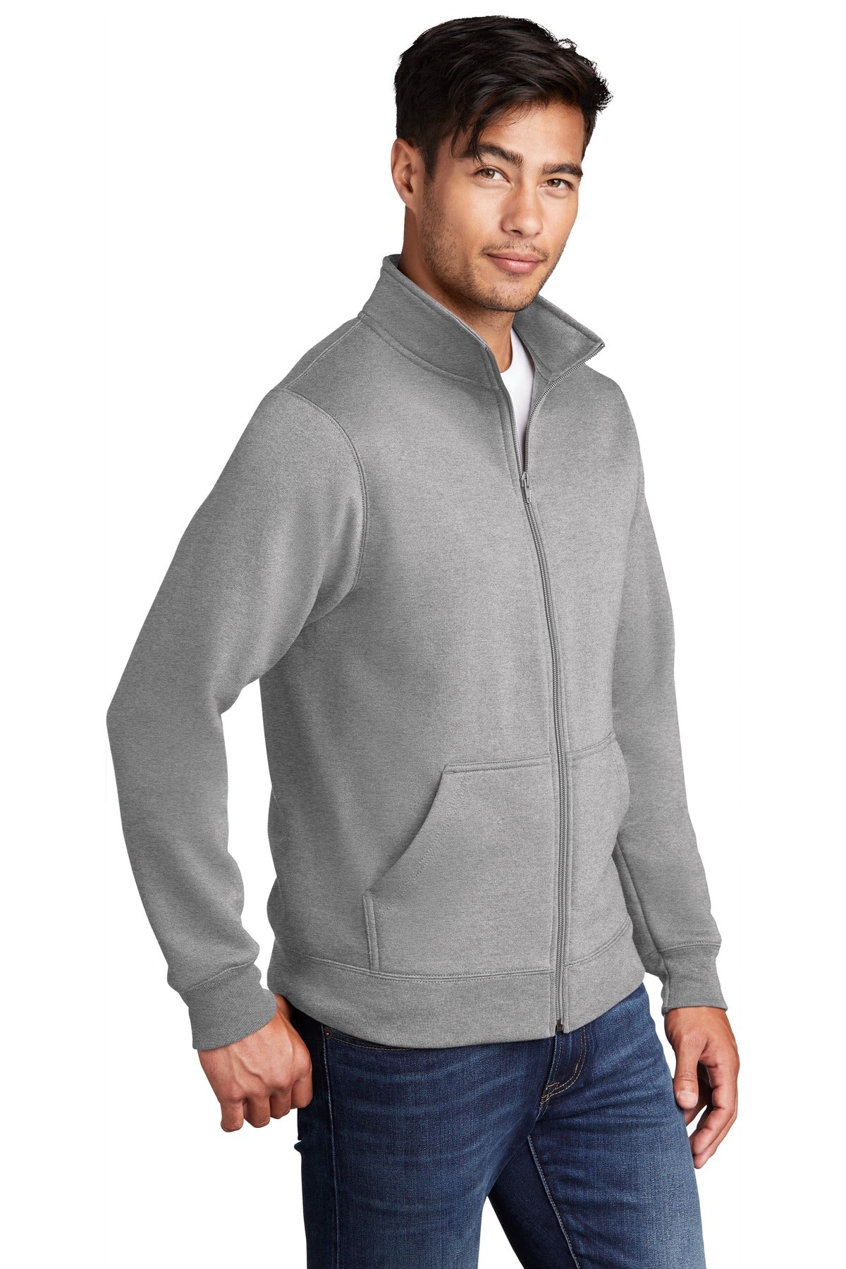 Athletic Hthr Port & Company Core Fleece Cadet Full-Zip Sweatshirt PC78FZ