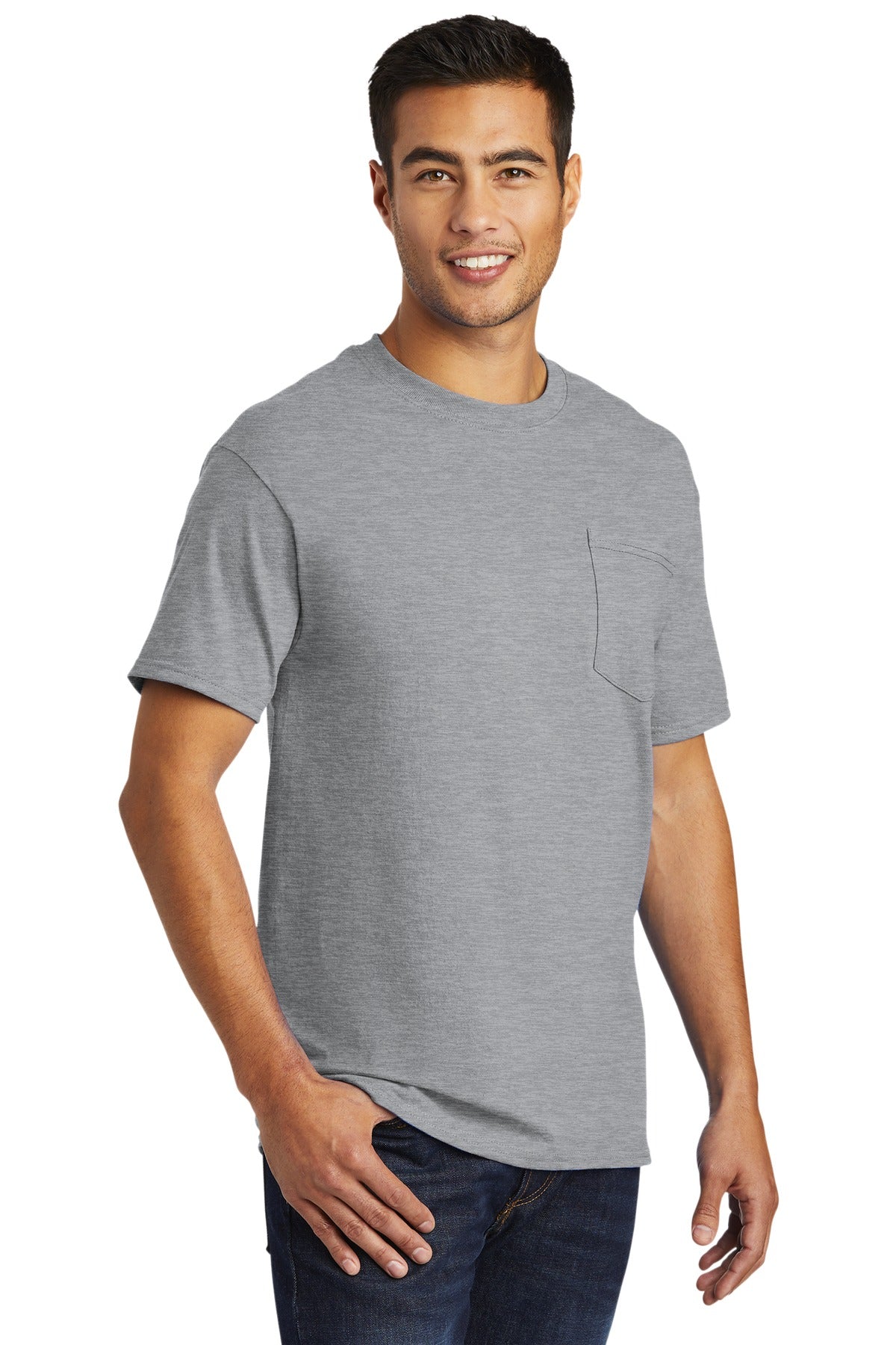 Athletic Hthr Port & Company - Tall Essential Pocket Tee. PC61PT