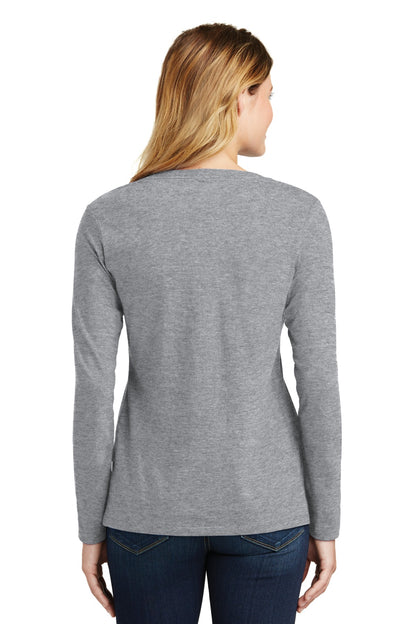 Athletic Hthr Port & Company Women's Long Sleeve Fan Favorite V-Neck Tee. LPC450VLS