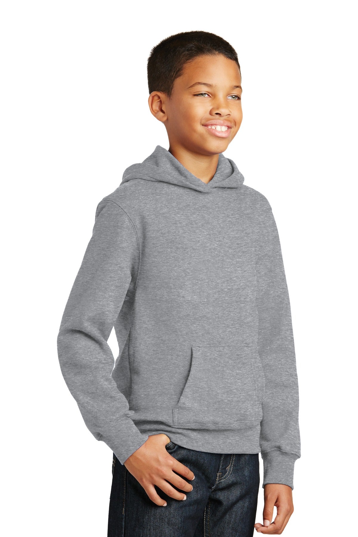 Athletic Hthr Port & Company Youth Fan Favorite Fleece Pullover Hooded Sweatshirt. PC850YH