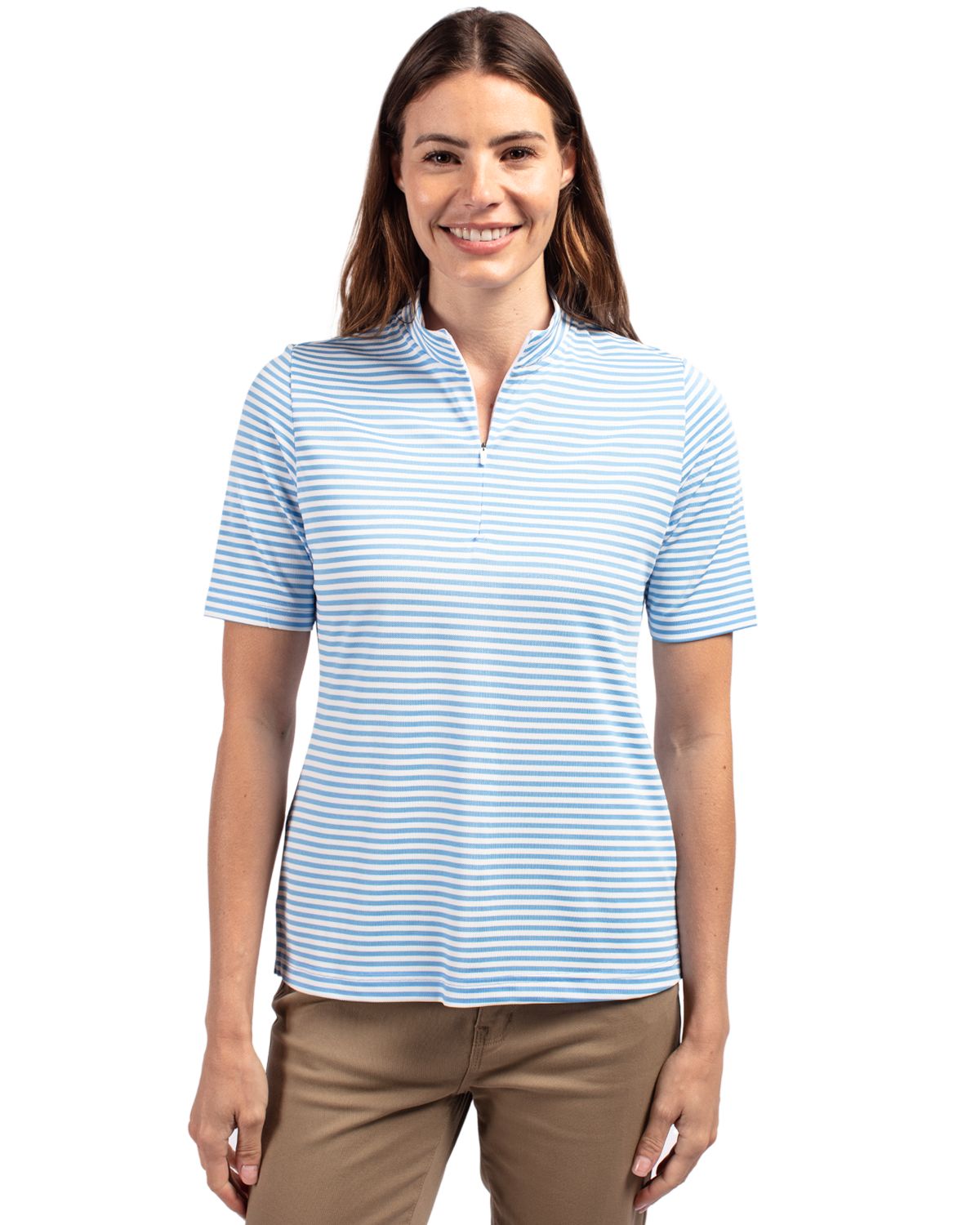 Atlas Cutter & Buck Virtue Eco Pique Stripe Recycled Womens Top  - XS
