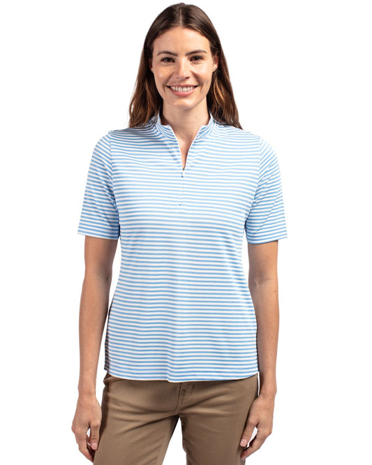 Atlas Cutter & Buck Virtue Eco Pique Stripe Recycled Womens Top  - XS