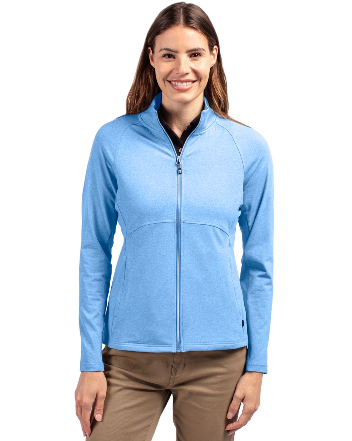 Atlas Heather Cutter & Buck Adapt Eco Knit Heather Recycled Womens Full Zip  - XS