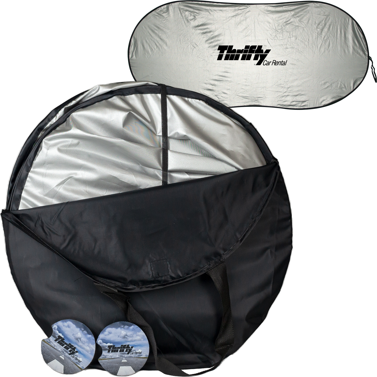 Auto Care Kit with Windshield Shade & Full-Color Cup Holder Coasters