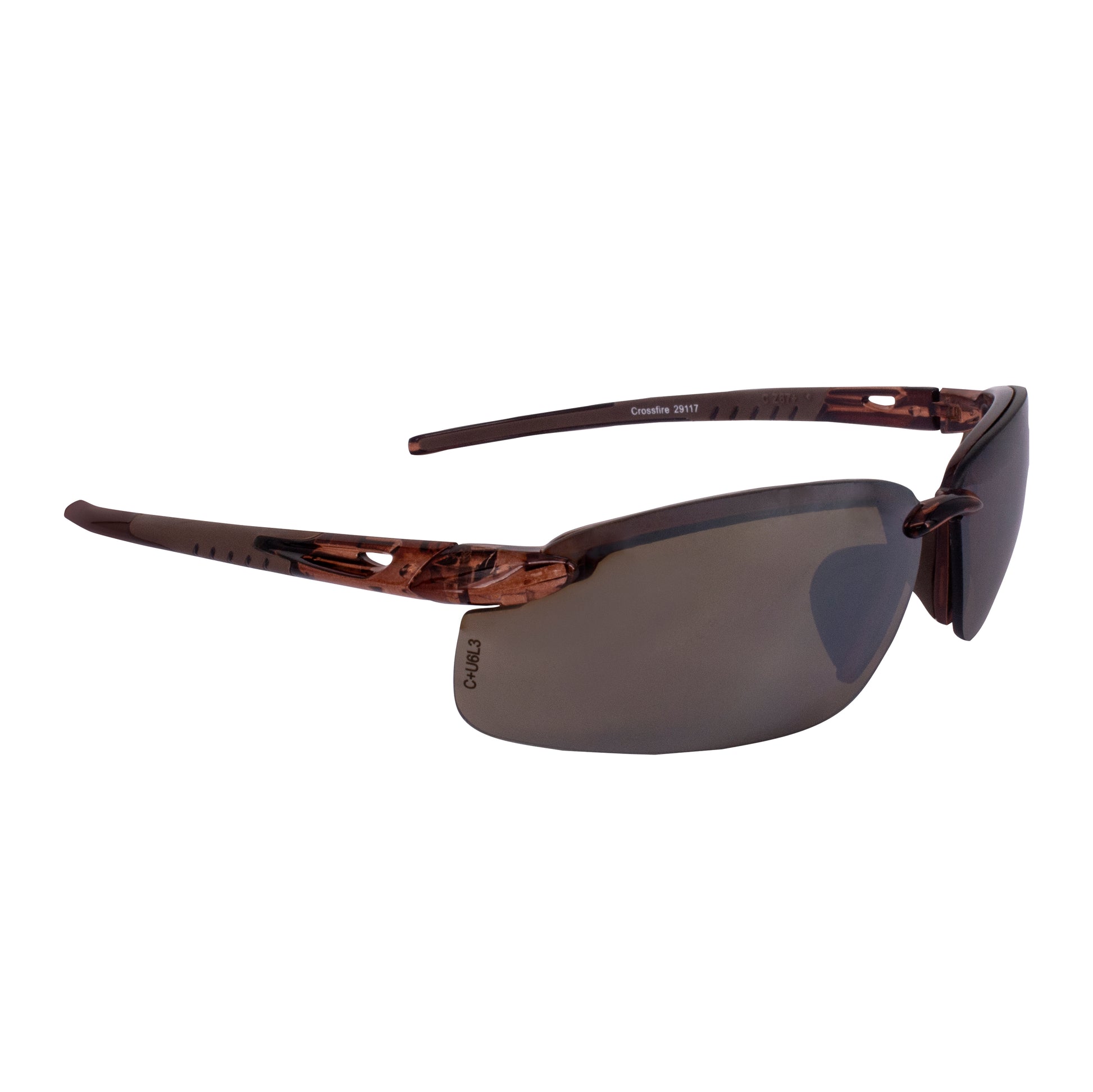 ES5 Premium Safety Eyewear - Crystal Brown Frame - HD Brown Mirror Lens