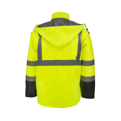 SJ411QB Class 3 Economy Parka with Quilted Lining - Hi-Vis Green / Black - Size 2X