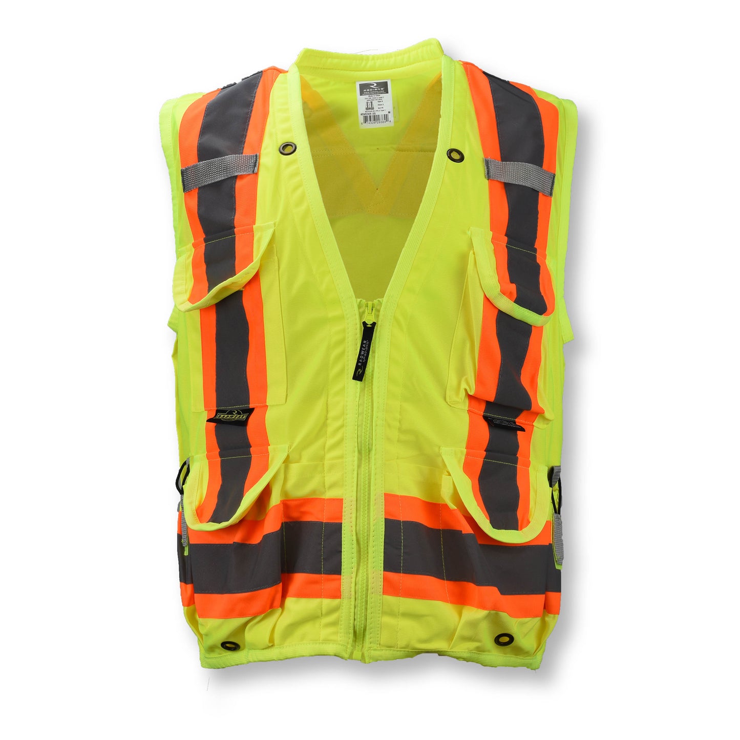 SV030X-2 Heavy Duty 10-Pocket Cruiser Vest with Back Pouch X-Back - Hi Vis Green - Size 2X