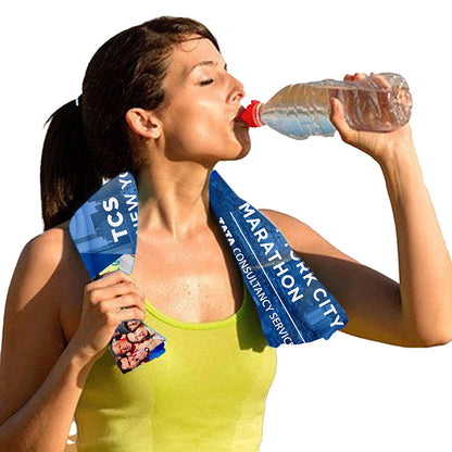 "THE WHITAKER” Full Color Sublimation Recycled RPET Cooling Towel – 12” W x 32” H