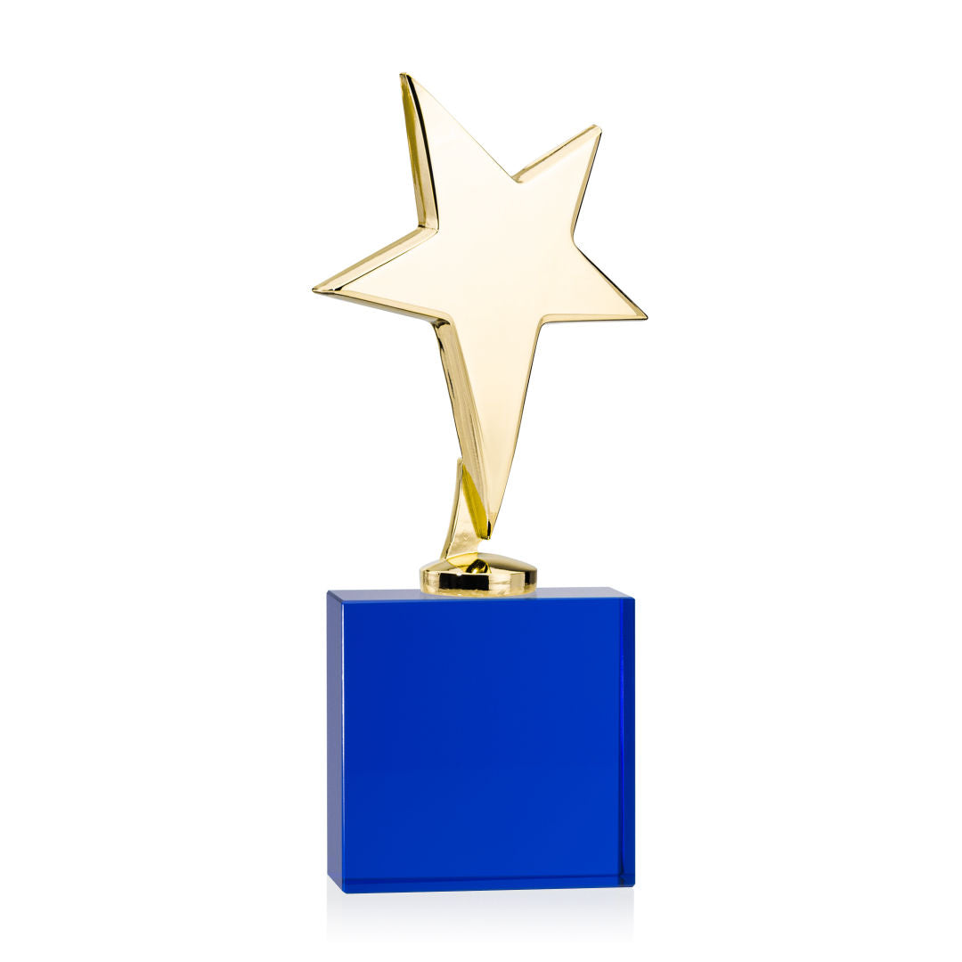 Tuscany Gold Star VividPrint™ Award on Woodlawn Base - Blue