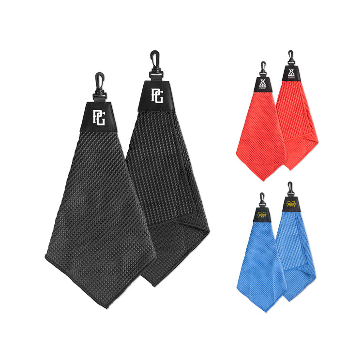 Black Tri-Fold Waffle Towel with Clip