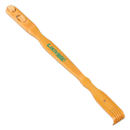 Tan Wood Back Scratcher w/ 2 Massaging Rollers