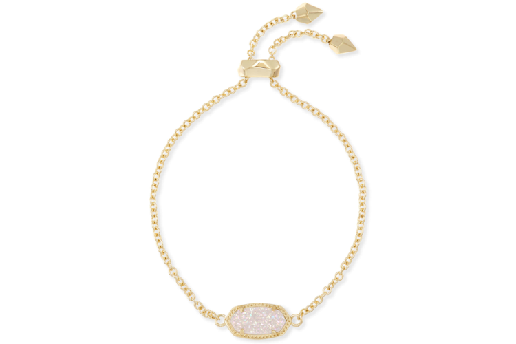 Kendra Scott Elaina Gold Adjustable Chain Bracelet in Iridescent Drusy