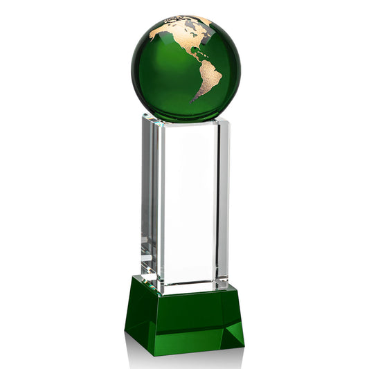 Luz Globe Award on Base - Green/Gold