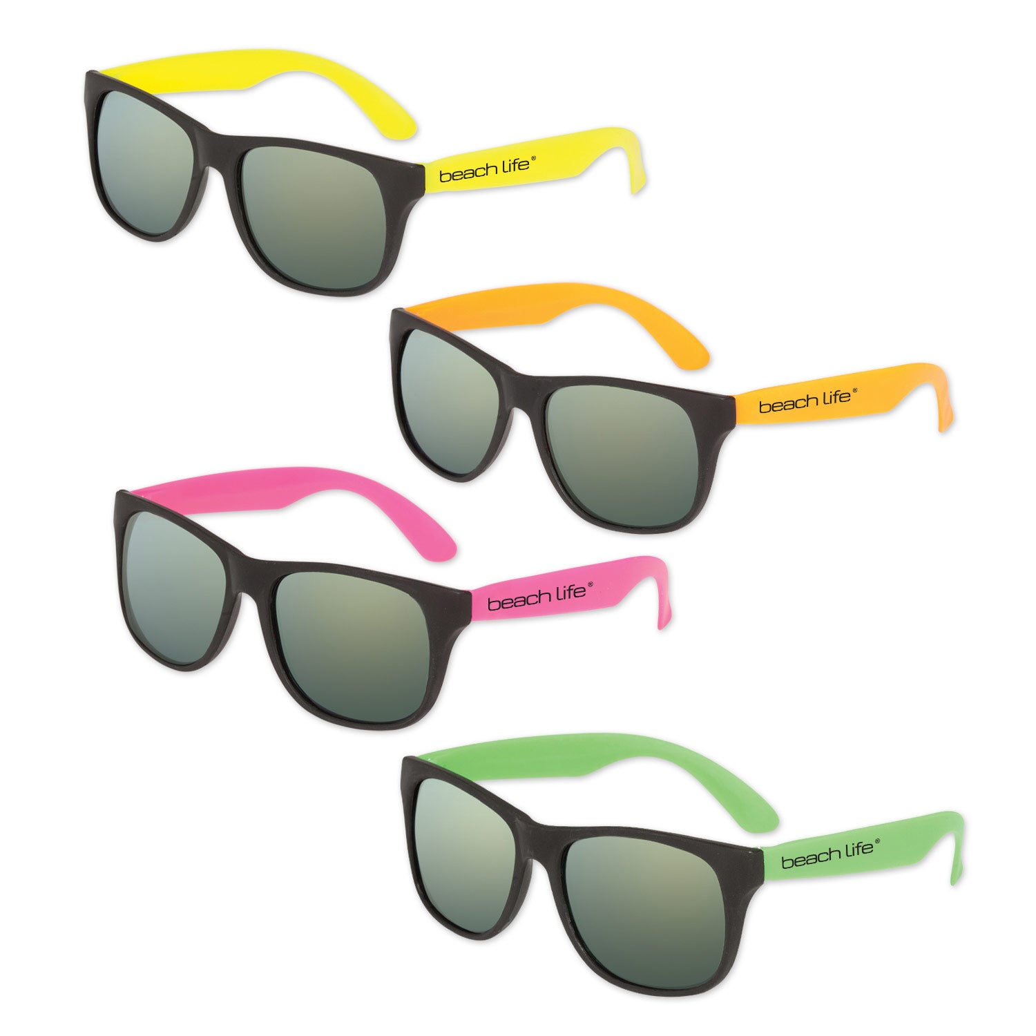 Assorted Classic Neon Sunglasses with Mirrored Lenses