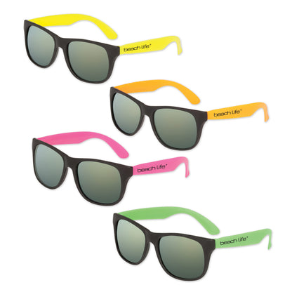 Assorted Classic Neon Sunglasses with Mirrored Lenses
