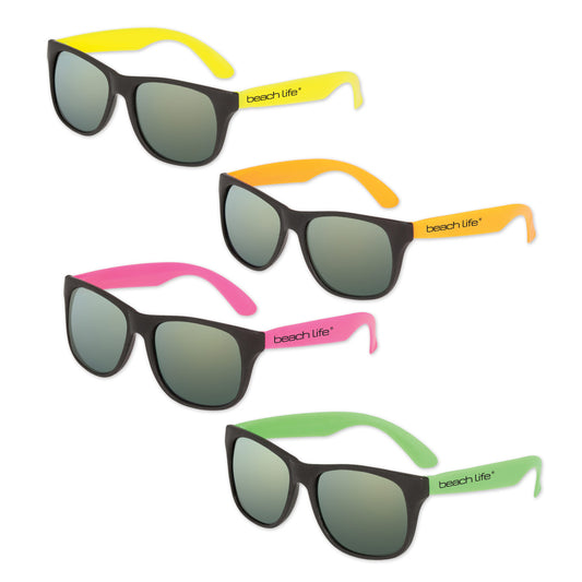 Assorted Classic Neon Sunglasses with Mirrored Lenses