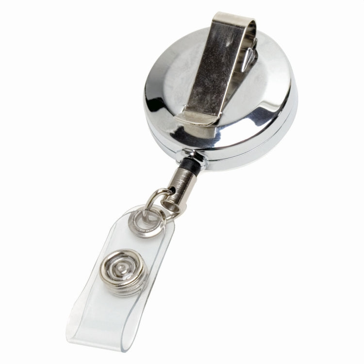 30" Cord Chrome Solid Metal Retractable Badge Reel and Badge Holder with Laser Imprint Only