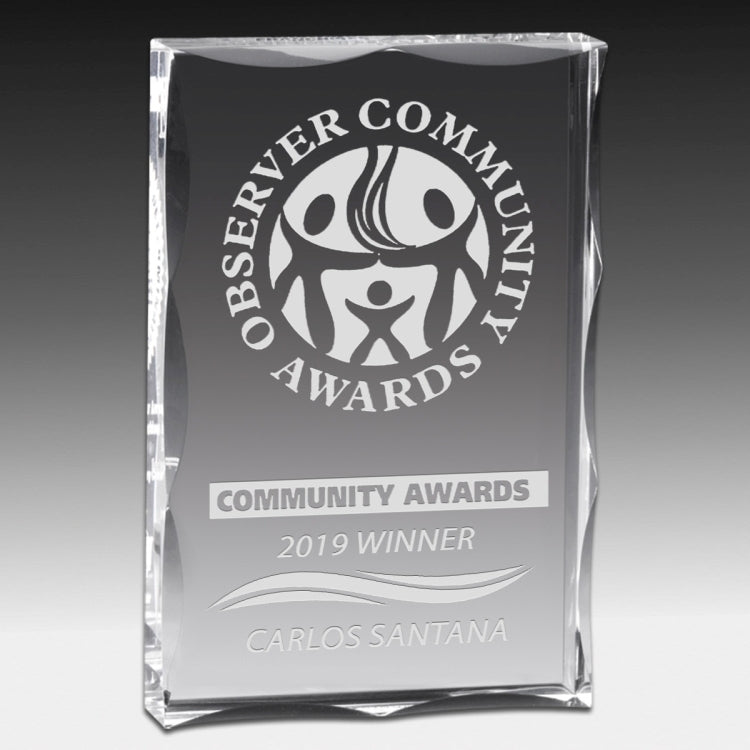 Scalloped Edge Rectangular Acrylic Paperweight Award w/4-Color Process (4"x 6"x 1")