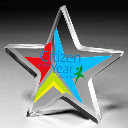 Screen Printed Acrylic Star Paperweight (5"x 5"x 1")