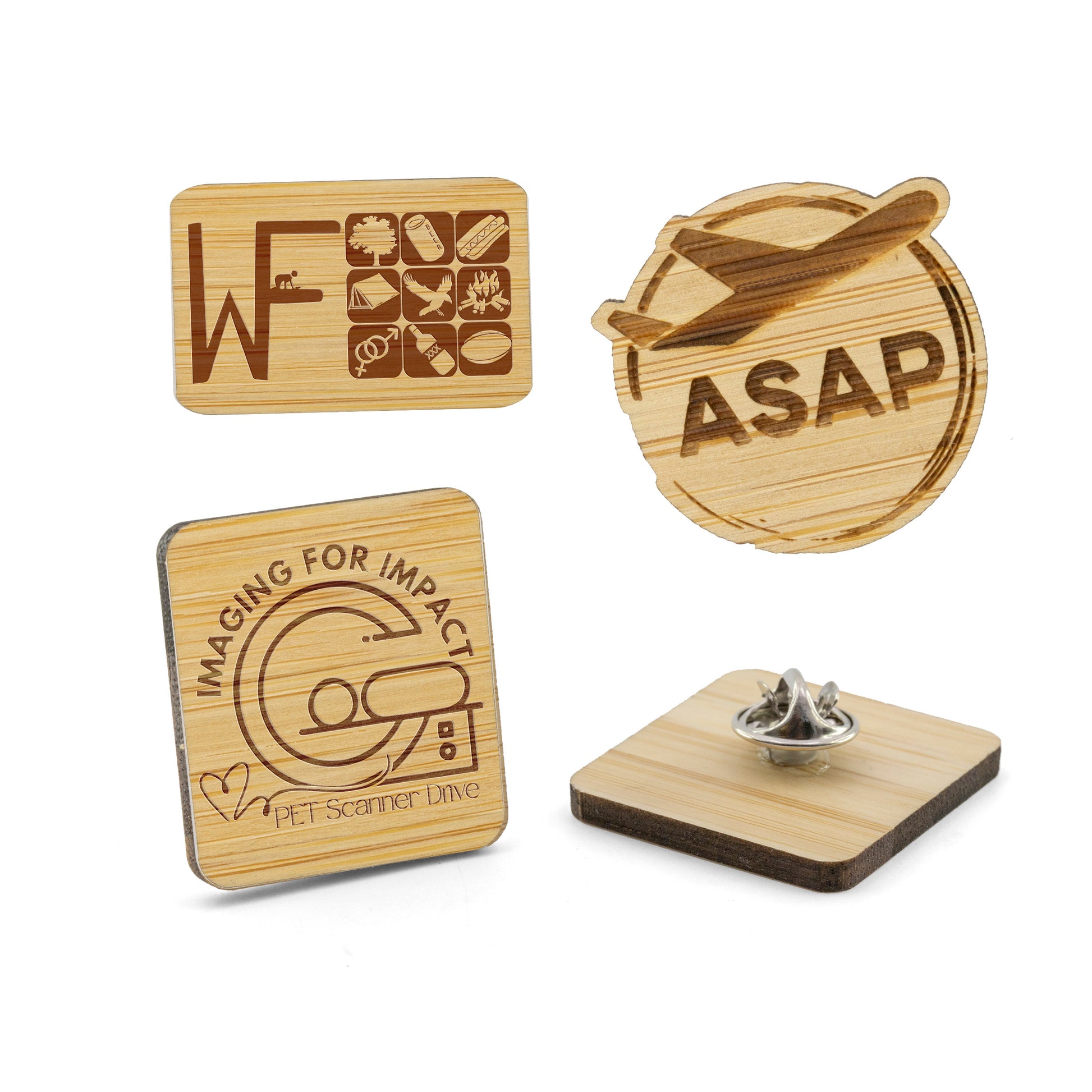 Bamboo Lapel Pins Engraved (1")