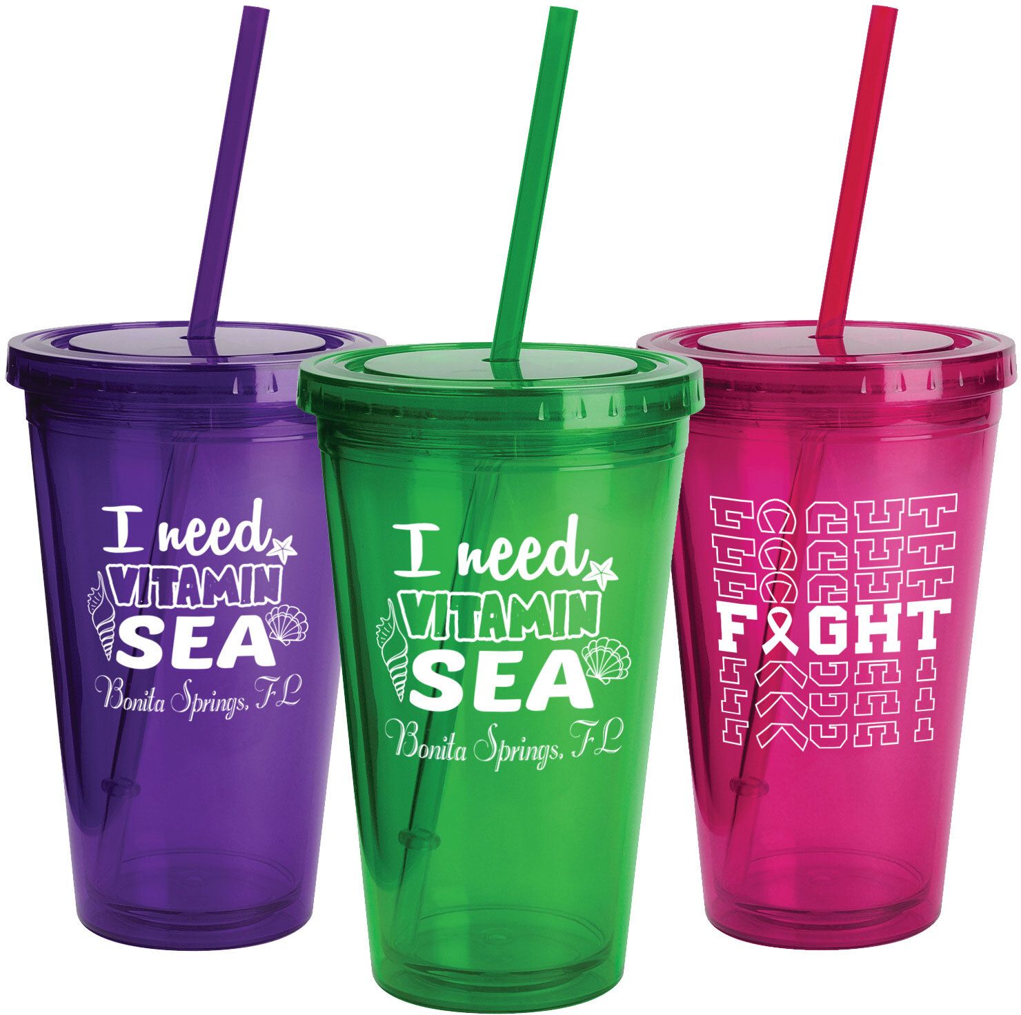 SUNSPLASH TUMBLER W/STRAW 16 OZ.