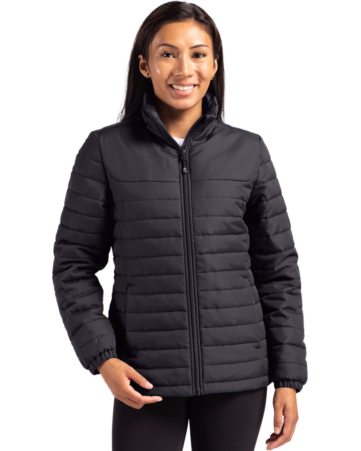Black Clique Elevation Eco Full Zip Womens Puffer Jacket  - XS