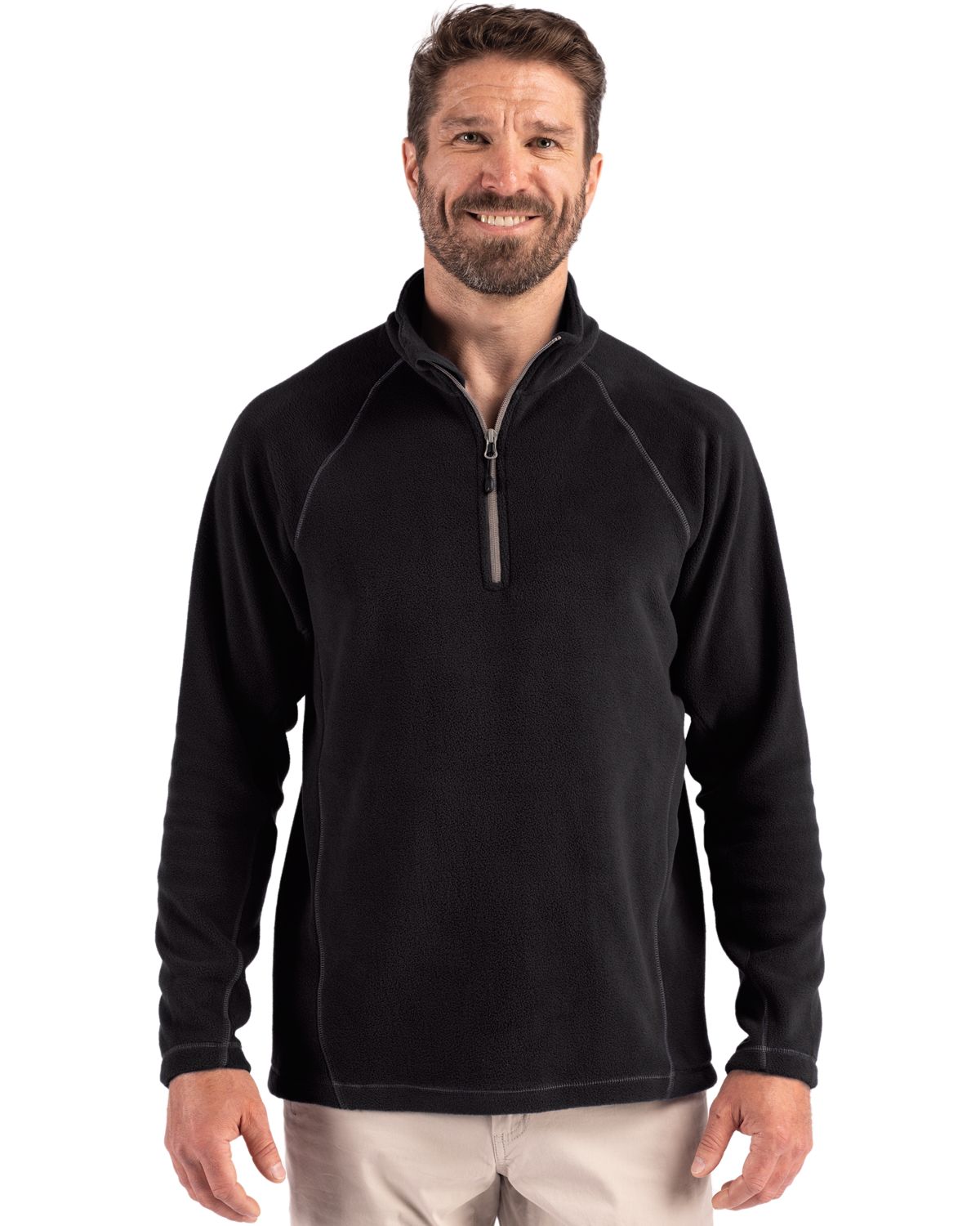 Black Clique Powder Recycled Fleece Mens Quarter Zip Pullover  - S