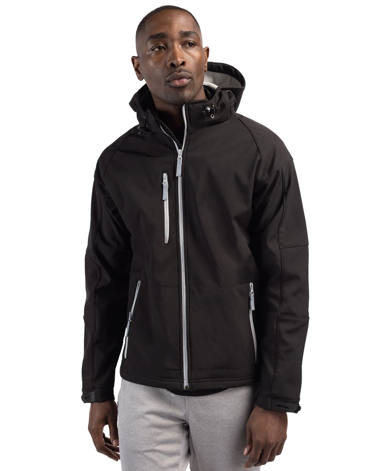 Clique Serac Stretch Softshell Hooded Full Zip Mens Jacket