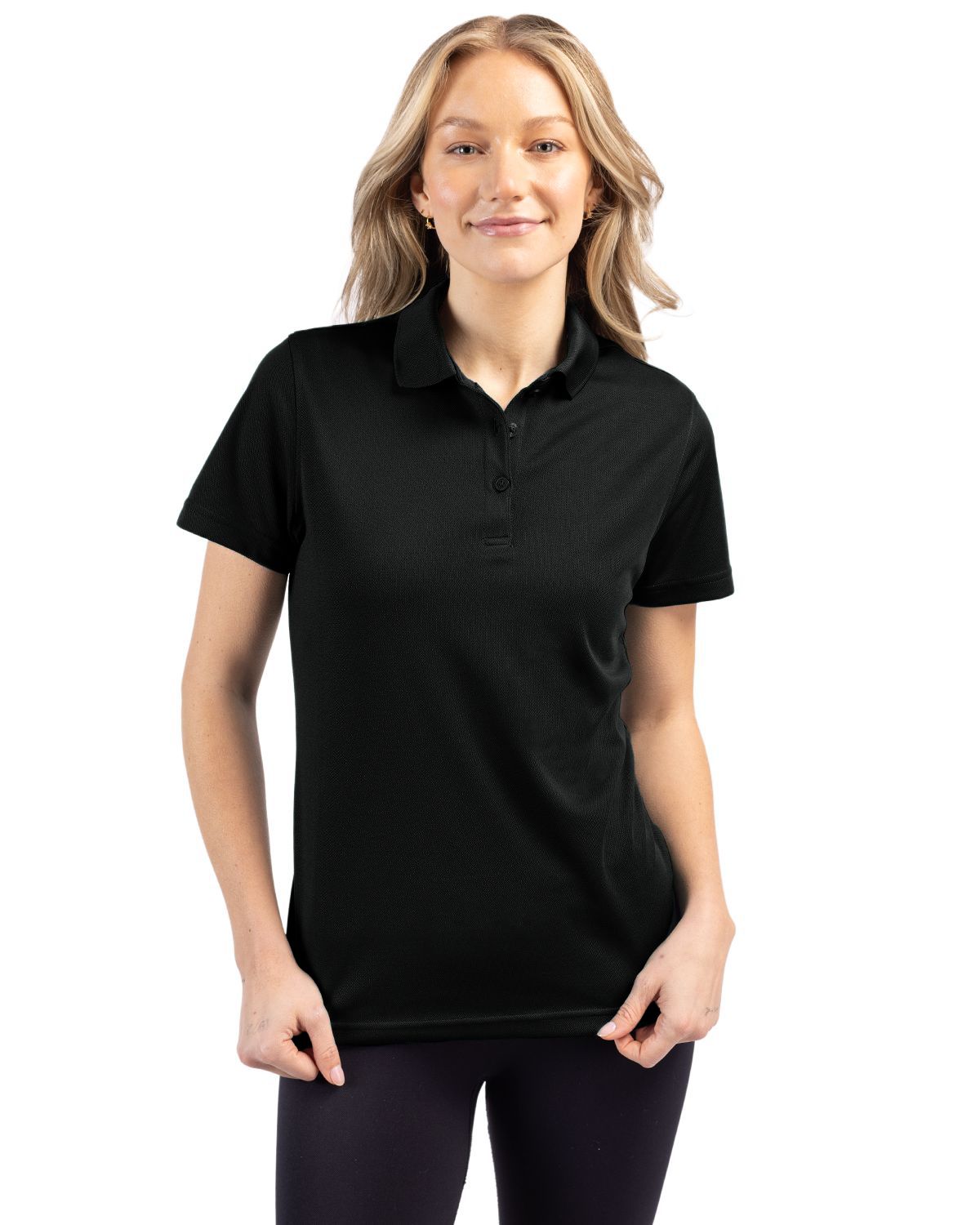 Black Clique Spin Eco Performance Pique Womens Polo  - XS