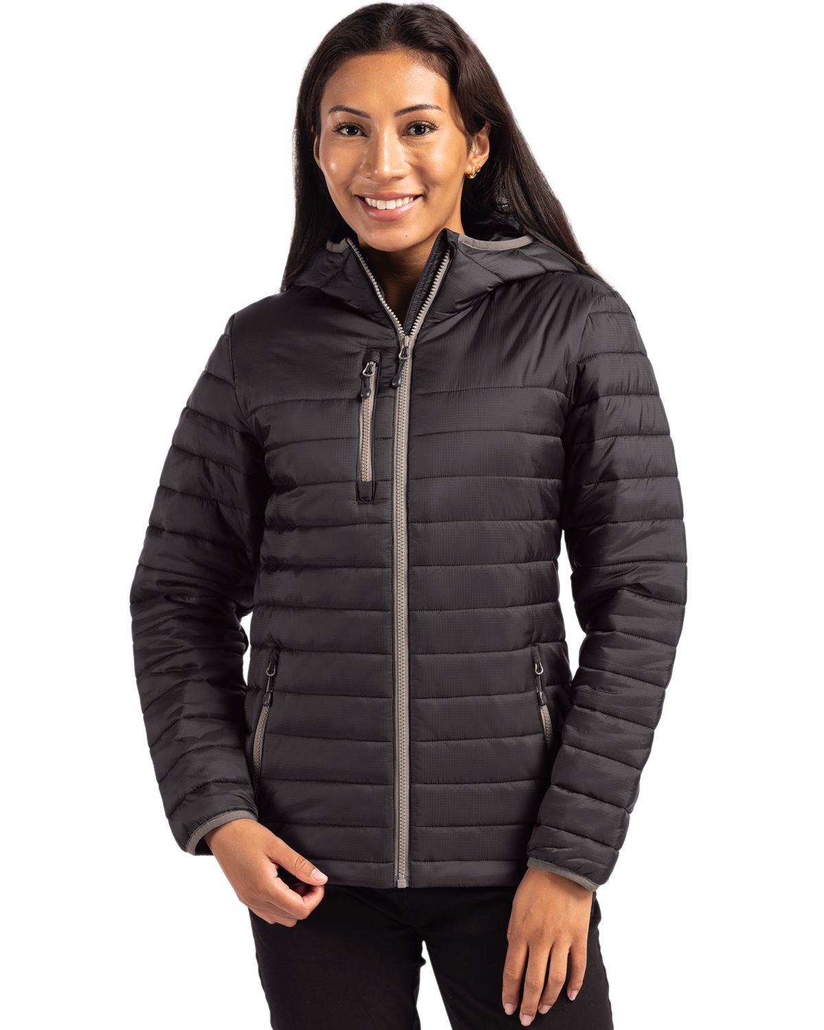 Black Clique Valhalla Full Zip Womens Puffer Jacket  - XS