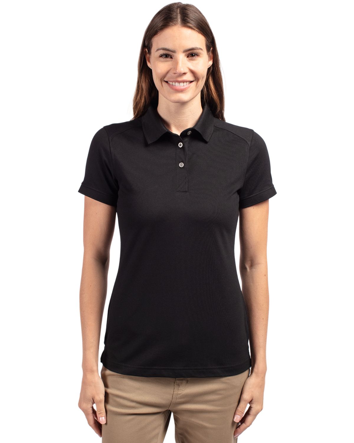 Black Cutter & Buck Advantage Eco Tri-Blend Pique Womens Polo  - XS