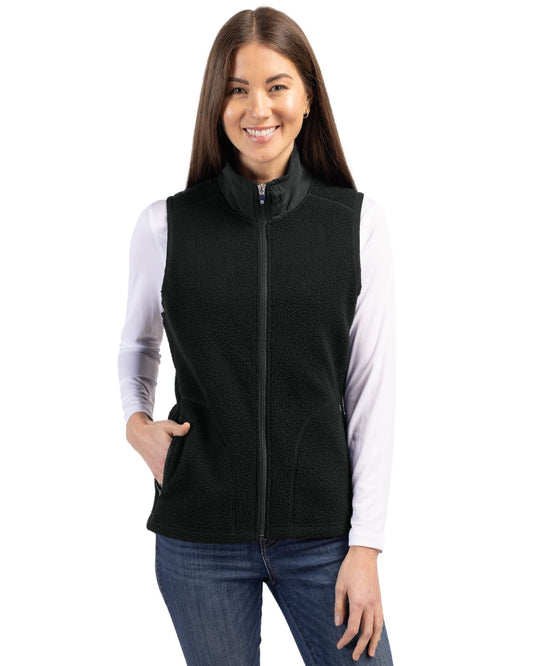 Black Cutter & Buck Cascade Eco Fleece Womens Vest  - XS