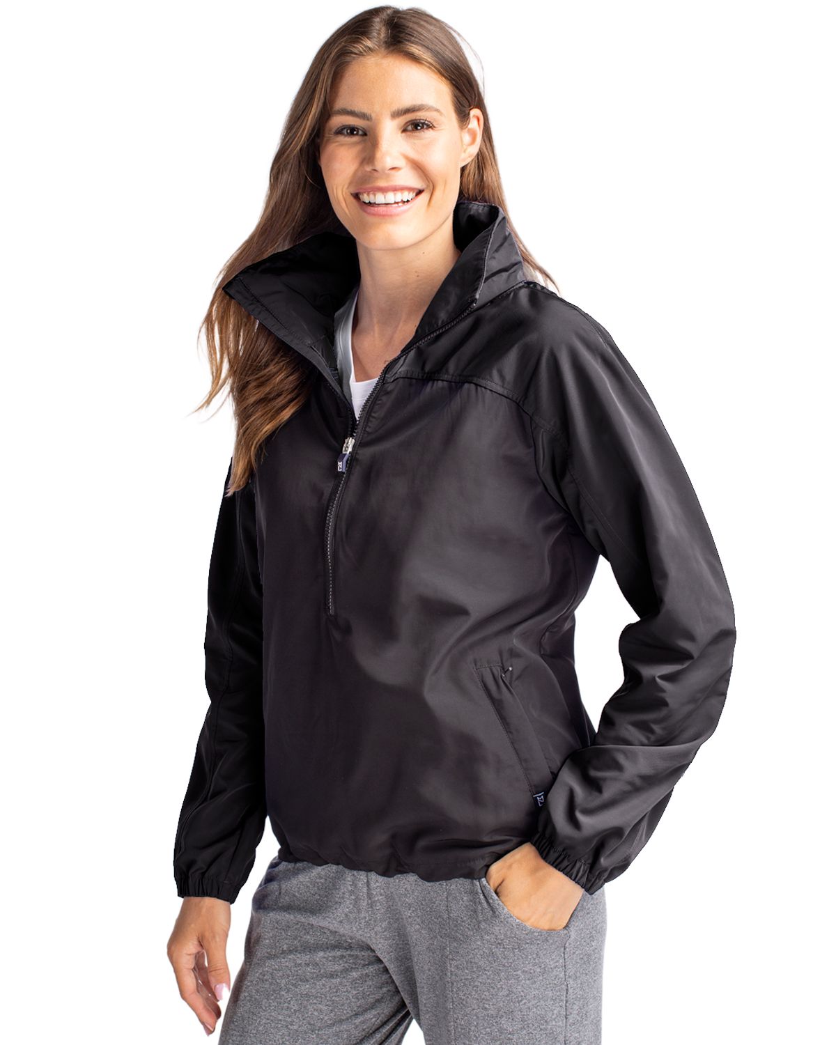 Black Cutter & Buck Charter Eco Recycled Womens Anorak Jacket  - XS