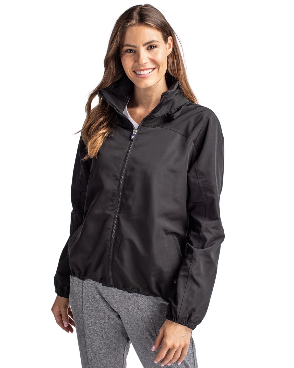 Black Cutter & Buck Charter Eco Recycled Womens Full-Zip Jacket  - XS