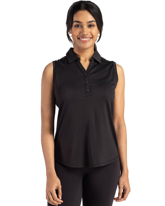 Black Cutter & Buck Forge Eco Stretch Recycled Womens Sleeveless Polo  - XS
