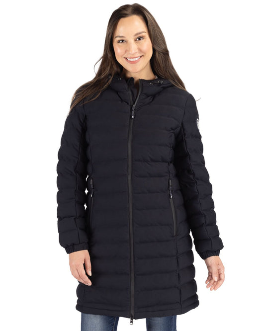 Black Cutter & Buck Mission Ridge Repreve Eco Insulated Womens Long Puffer Jacket  - XS