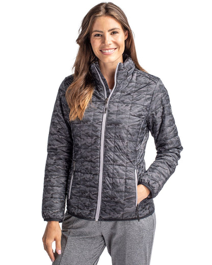 Black Cutter & Buck Rainier PrimaLoft® Womens Eco Insulated Full Zip Printed Puffer Jacket  - XS