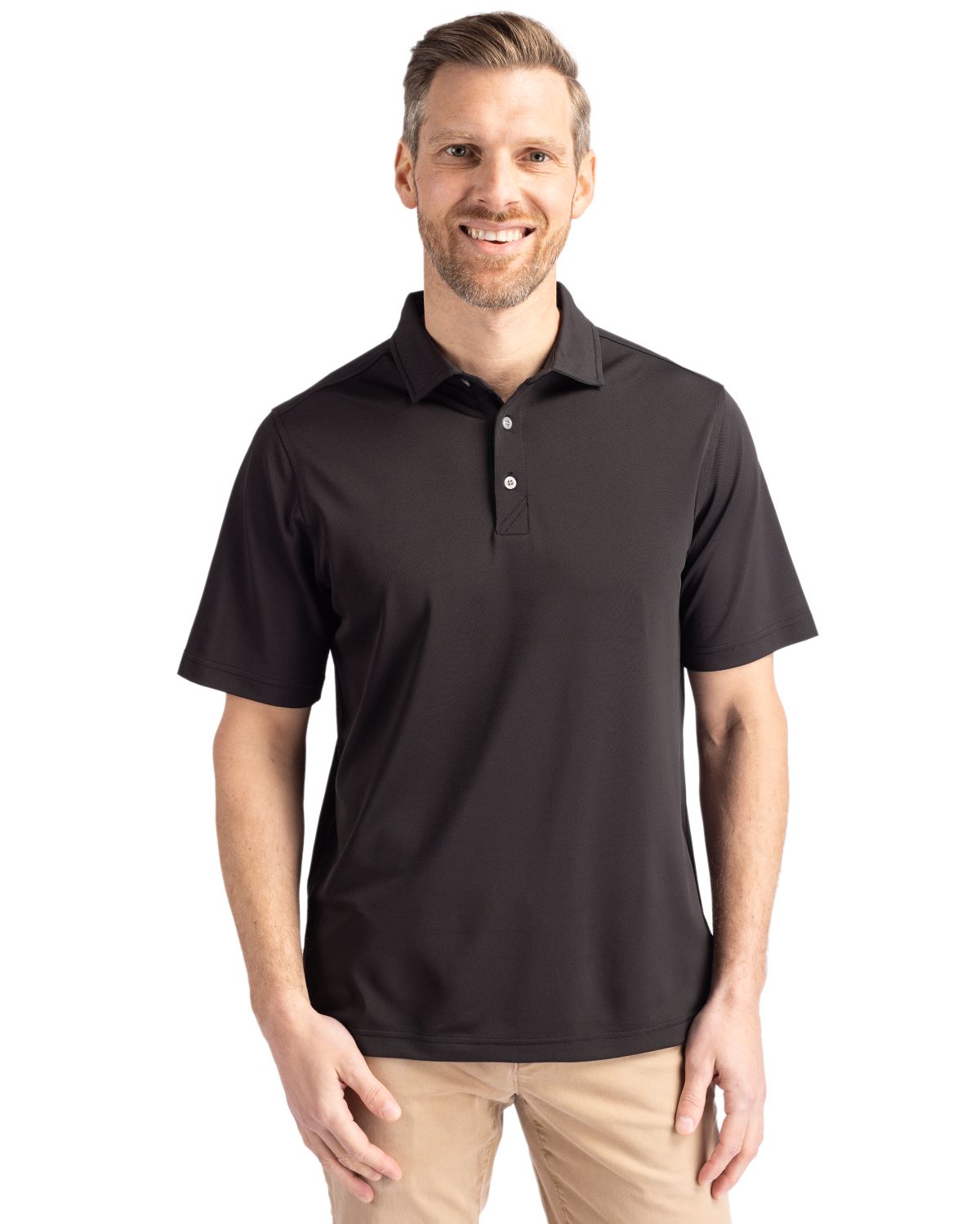 Black Cutter & Buck Virtue Eco Pique Recycled Mens Big and Tall Polo Big & Tall  - LT
