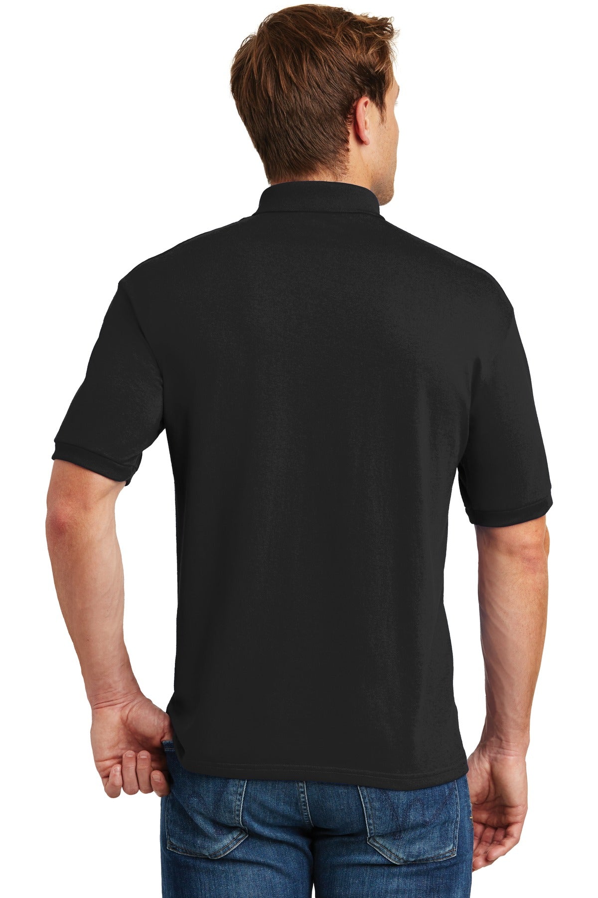Black Hanes EcoSmart - 5.2-Ounce Jersey Knit Sport Shirt 054X