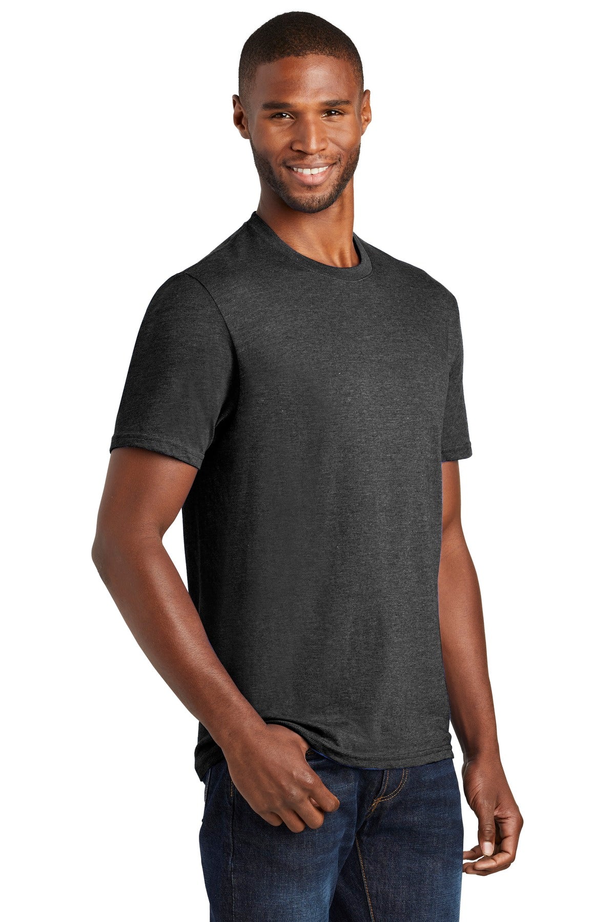 Black Hthr Port & Company Fan Favorite Blend Tee. PC455