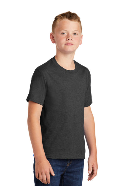 Black Hthr Port & Company Youth Fan Favorite Blend Tee. PC455Y