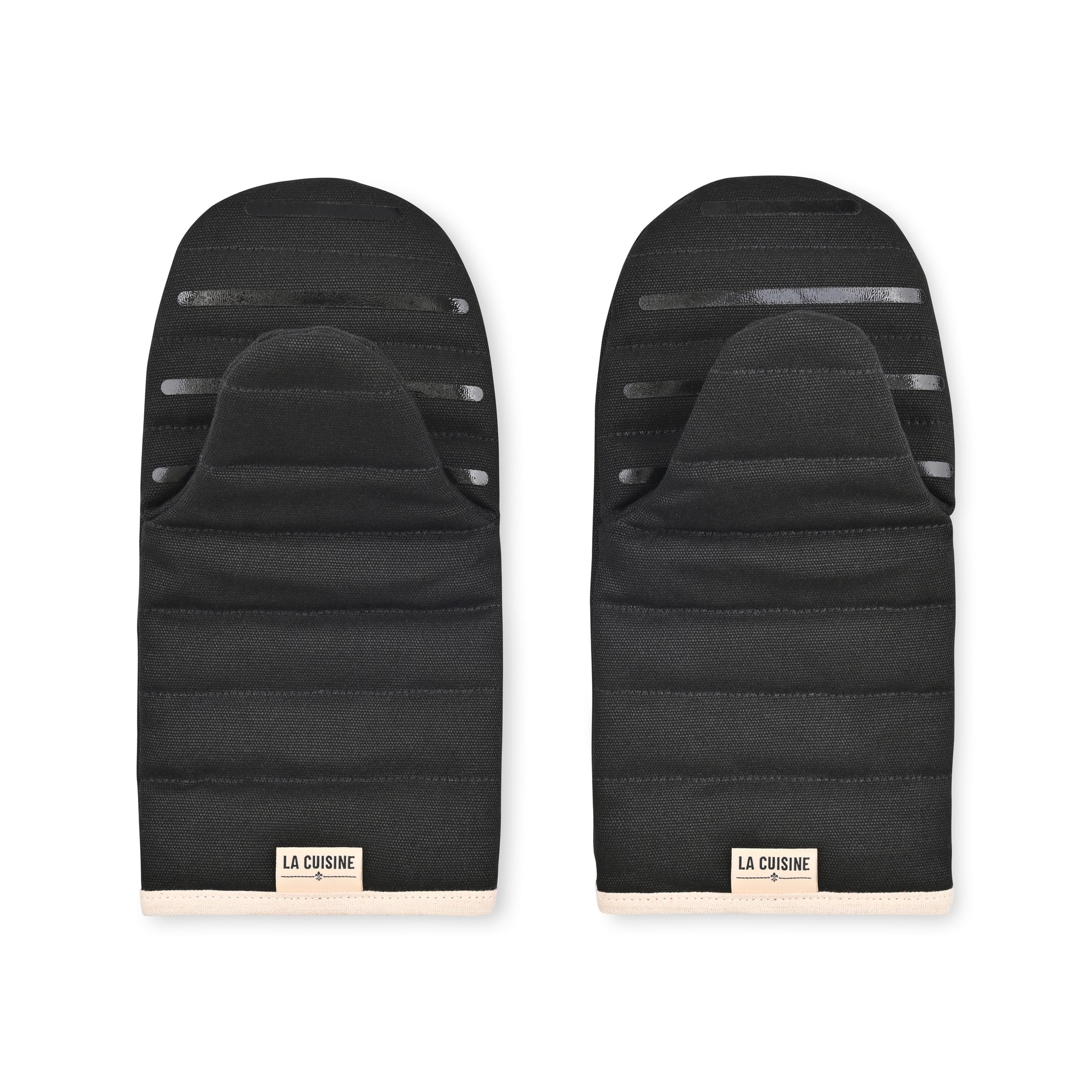 Black La Cuisine Oven Mitt Set of Two plain