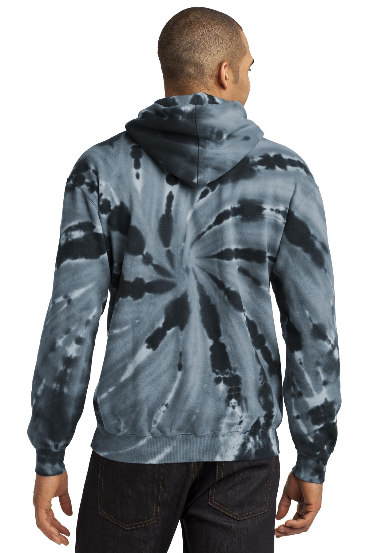 Black Port & Company Tie-Dye Pullover Hooded Sweatshirt. PC146